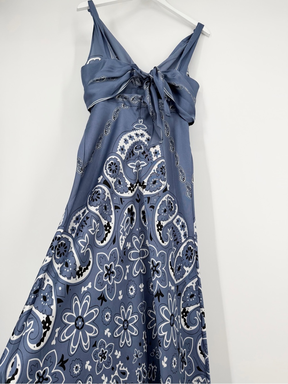 Caroline Constas Blue Paisley Print Twist Front Satin Maxi Dress - Picture 12 of 15